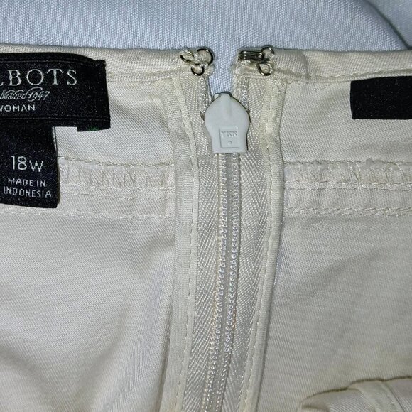 Talbots Shift Midi Dress Stretch Fit & Flare Tie Waist Hidden Back Zip Tan 18W - Picture 6 of 10